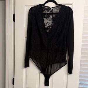 Black Sheer Lace Bodysuit